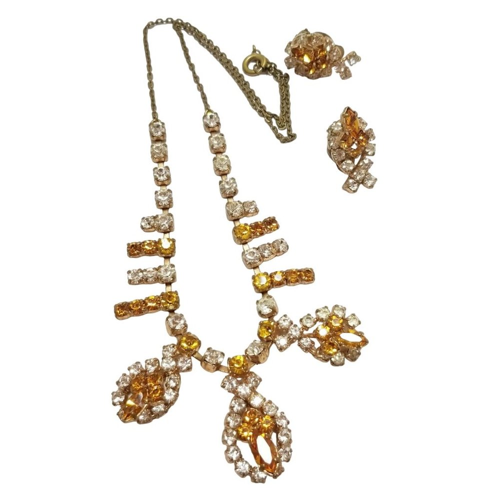 Spectacular Unsigned Austria Rhinestone Necklace Set (A2688)